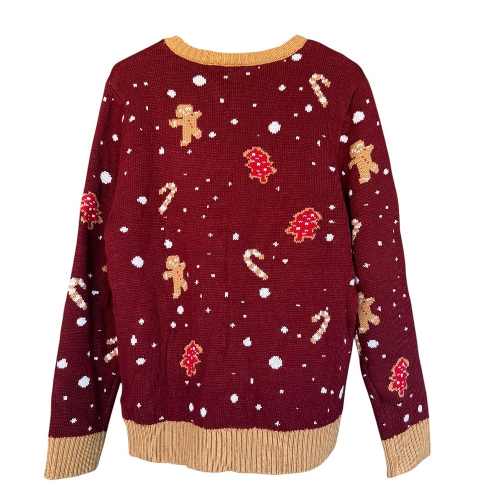 Modeflwr Sweater Womens Medium Red Sweet Christmas Gingerbread Graphic Ugly Knit - Picture 2 of 7